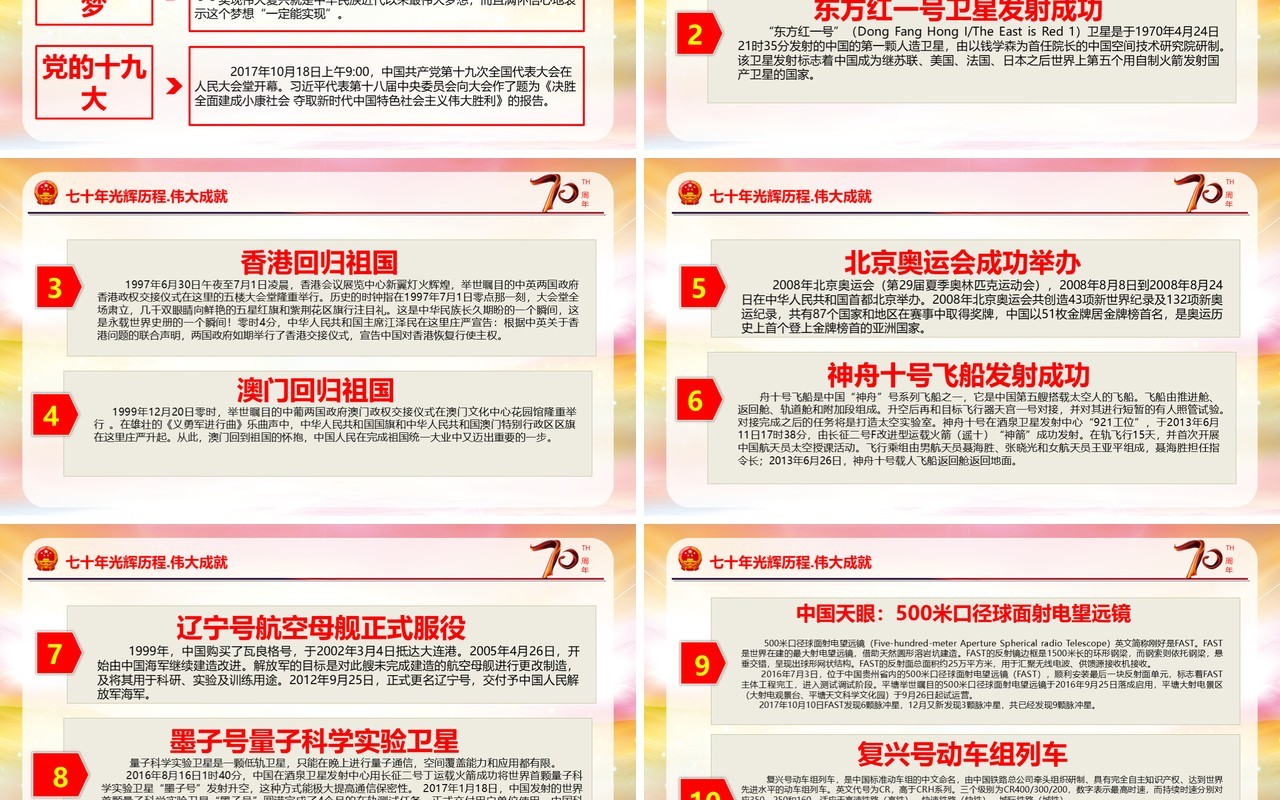 庆祝新中国成立建国70周年主题PPT