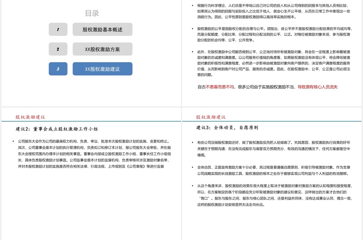 简约股权激励方案参考PPT模板