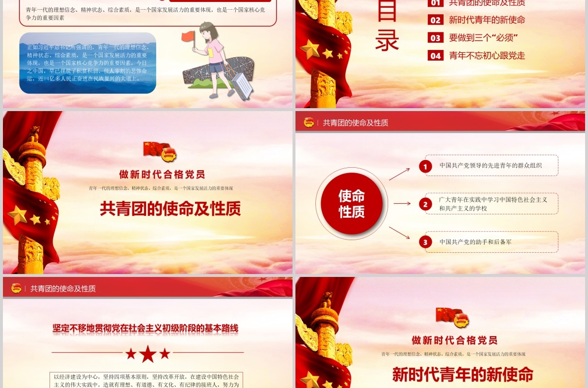 不忘初心做新时代合格团员五四青年节党政党课PPT模板