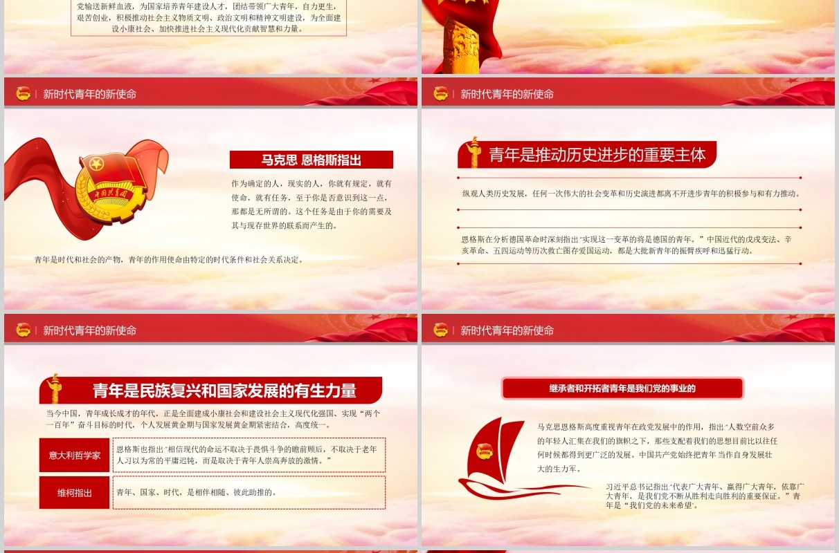 不忘初心做新时代合格团员五四青年节党政党课PPT模板
