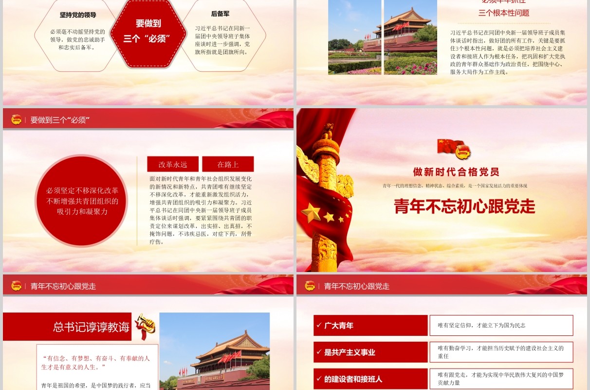 不忘初心做新时代合格团员五四青年节党政党课PPT模板