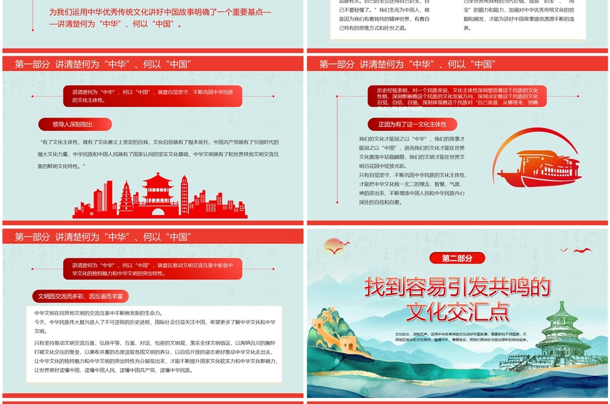 绿色运用中华优秀传统文化讲好中国故事PPT模板