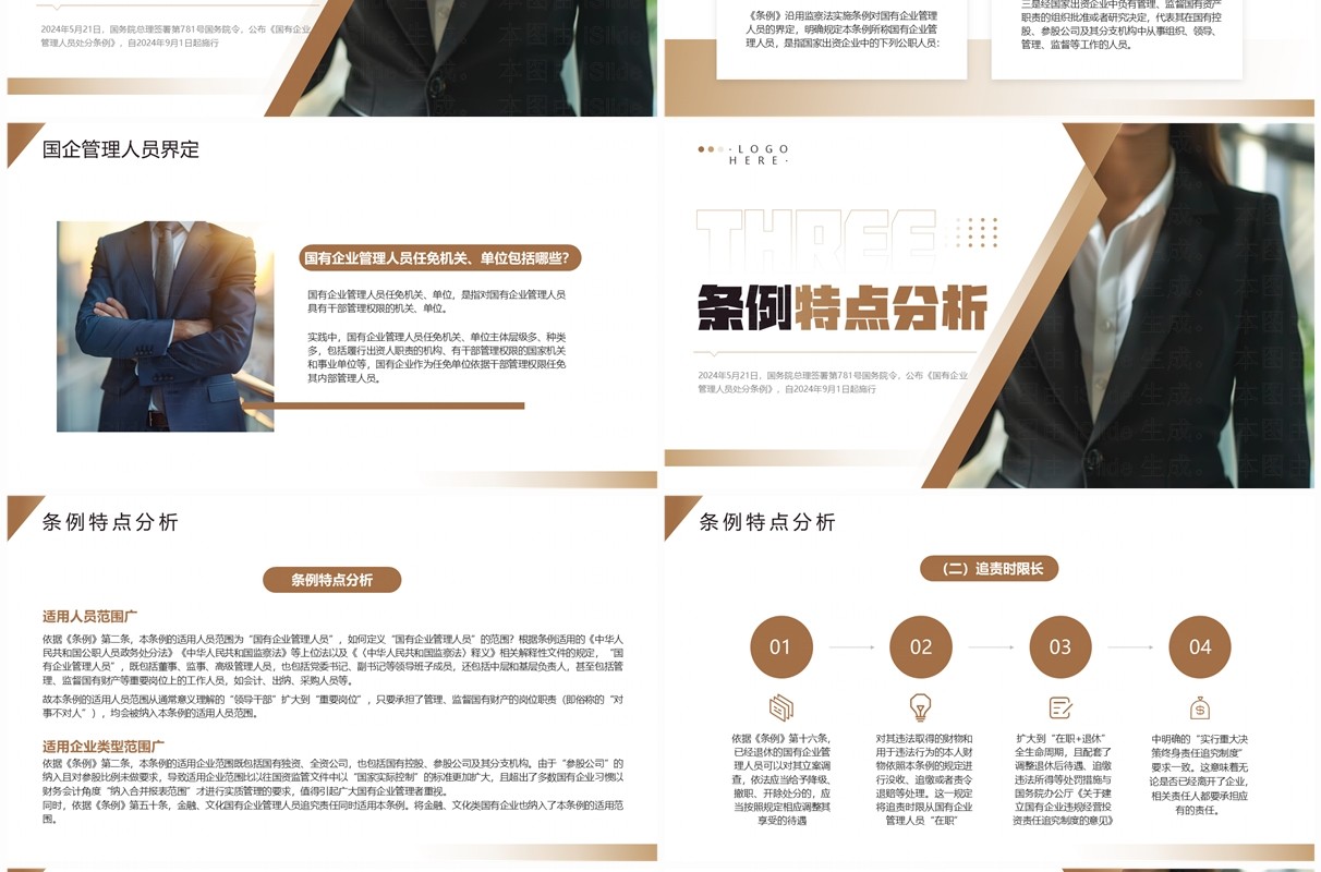 棕色简约风国有企业管理人员处分条例PPT模板