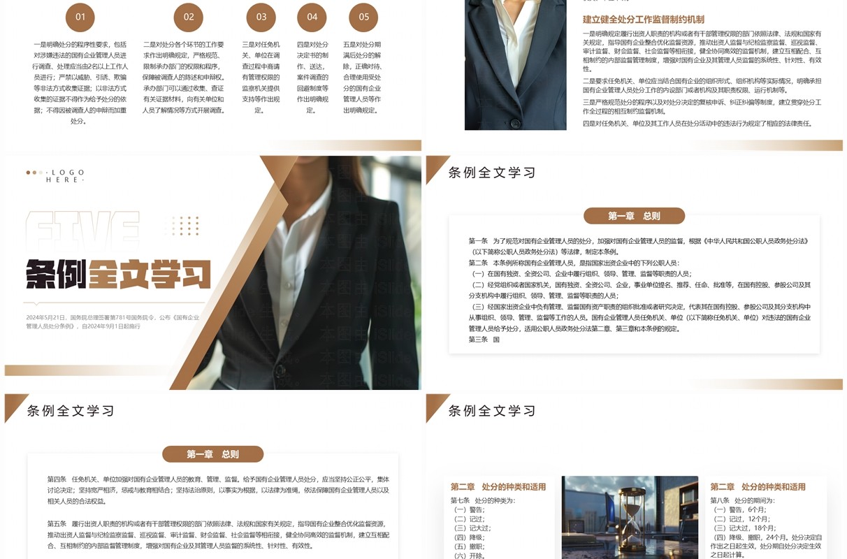 棕色简约风国有企业管理人员处分条例PPT模板