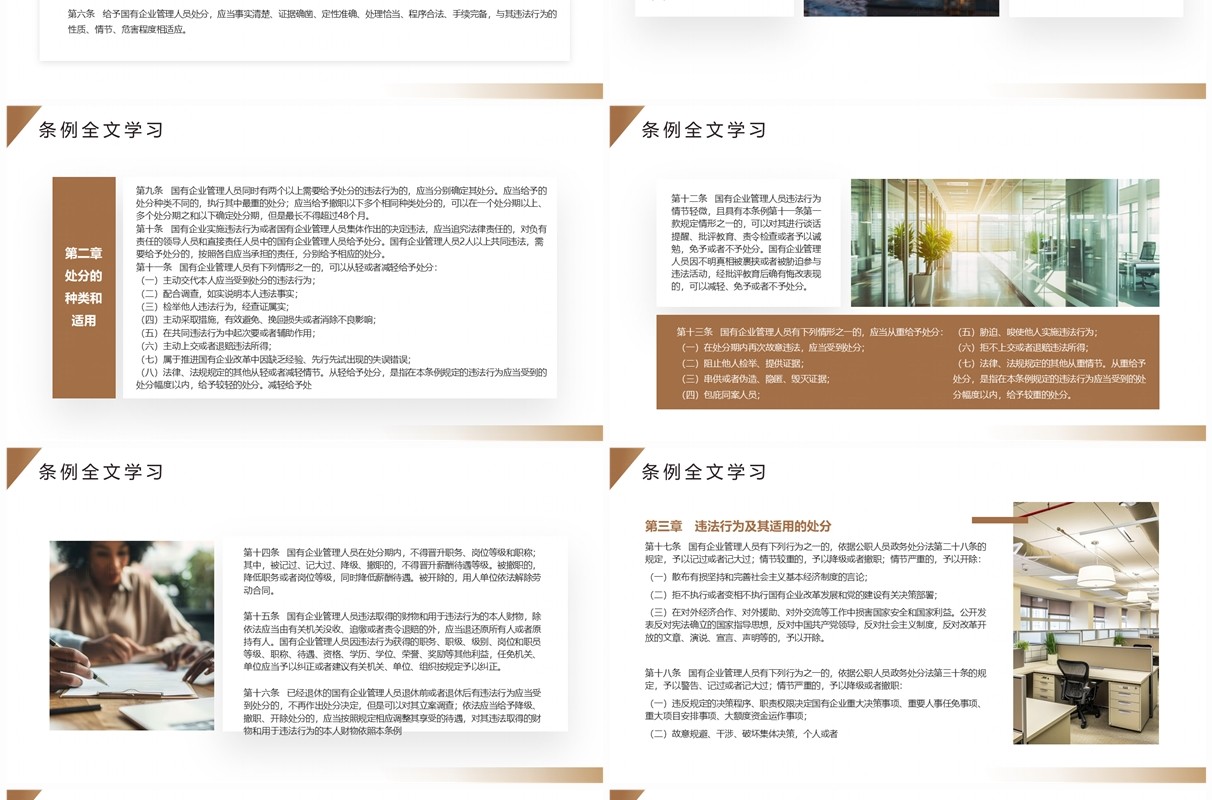 棕色简约风国有企业管理人员处分条例PPT模板