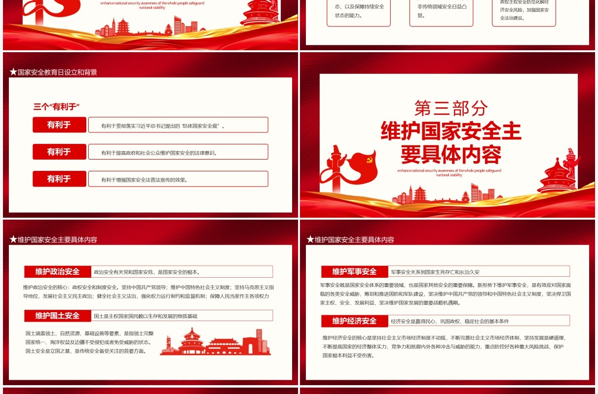 红色全国国家安全教育日增强全民国家安全意识共同维护国家安全稳定动态PPT模板