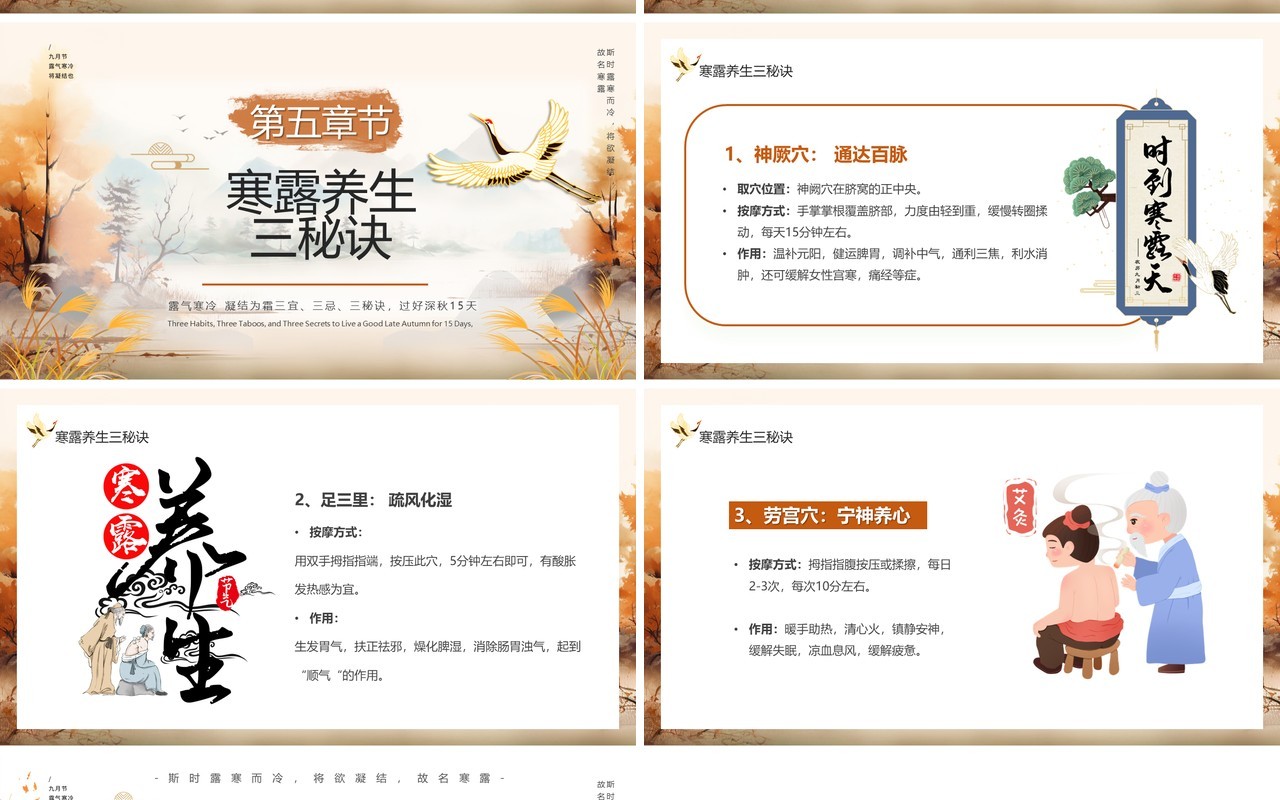 棕色中国风传统二十四节气之寒露PPT模板