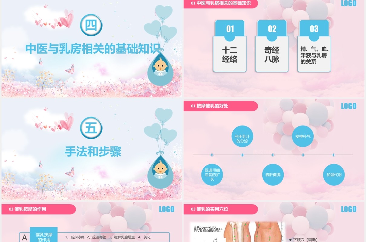 粉色高级催乳师培训课程母婴护理PPT模板