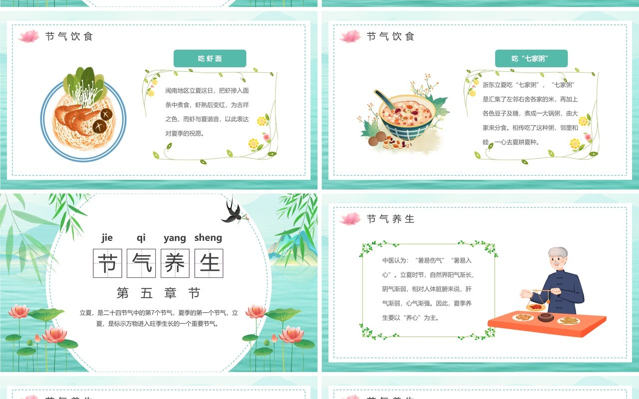 绿色卡通风传统节气之立夏介绍PPT模板