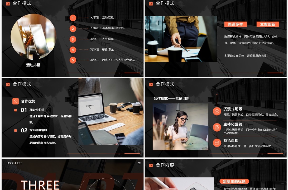 橙色商务风品牌营销策划PPT通用模板