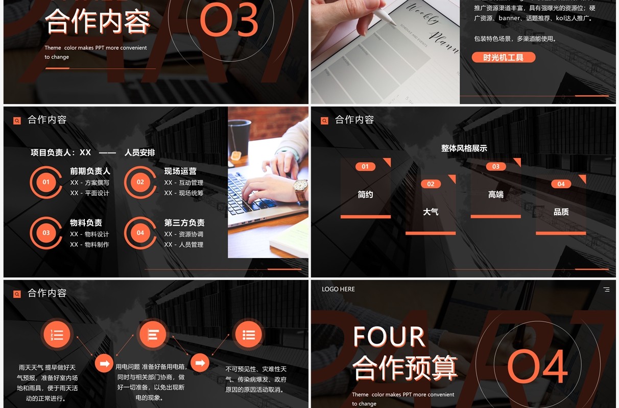 橙色商务风品牌营销策划PPT通用模板
