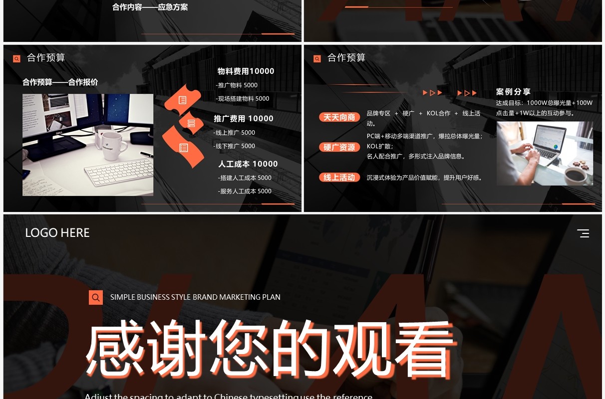 橙色商务风品牌营销策划PPT通用模板