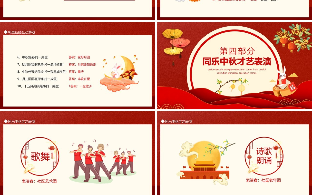 情满中秋爱在社区欢度国庆喜迎中秋节主题活动动态PPT模板