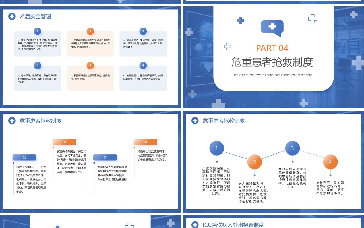 蓝色简约风危重患者安全管理培训PPT模板