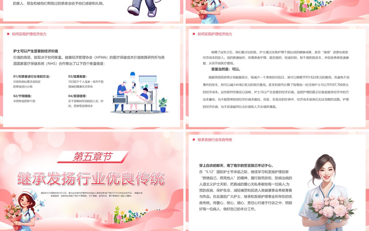 粉色清新卡通风512国际护士节PPT模板
