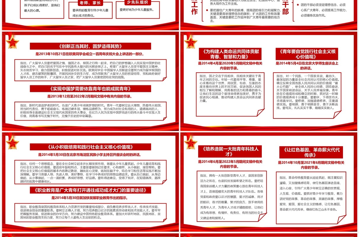 红色简约风论党的青年工作PPT模板