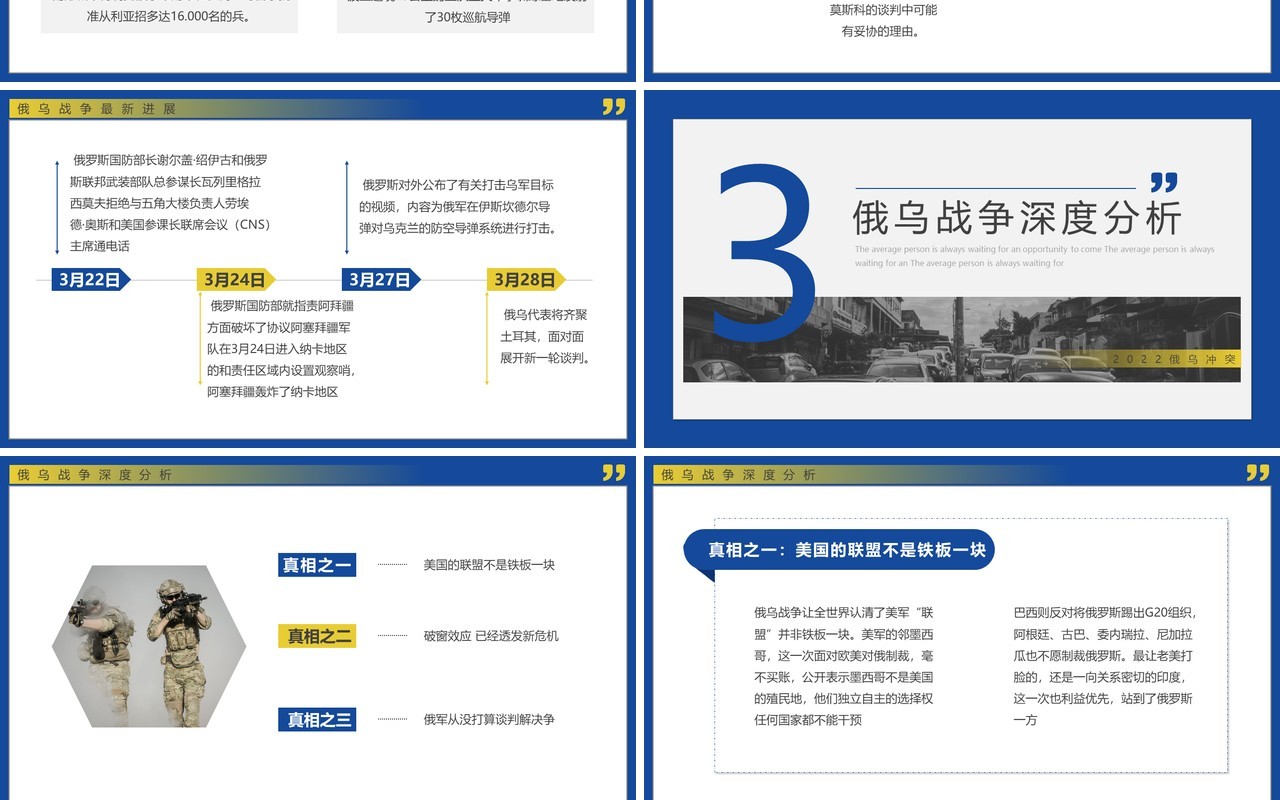 蓝色简约俄乌冲突专题学习解读PPT模板