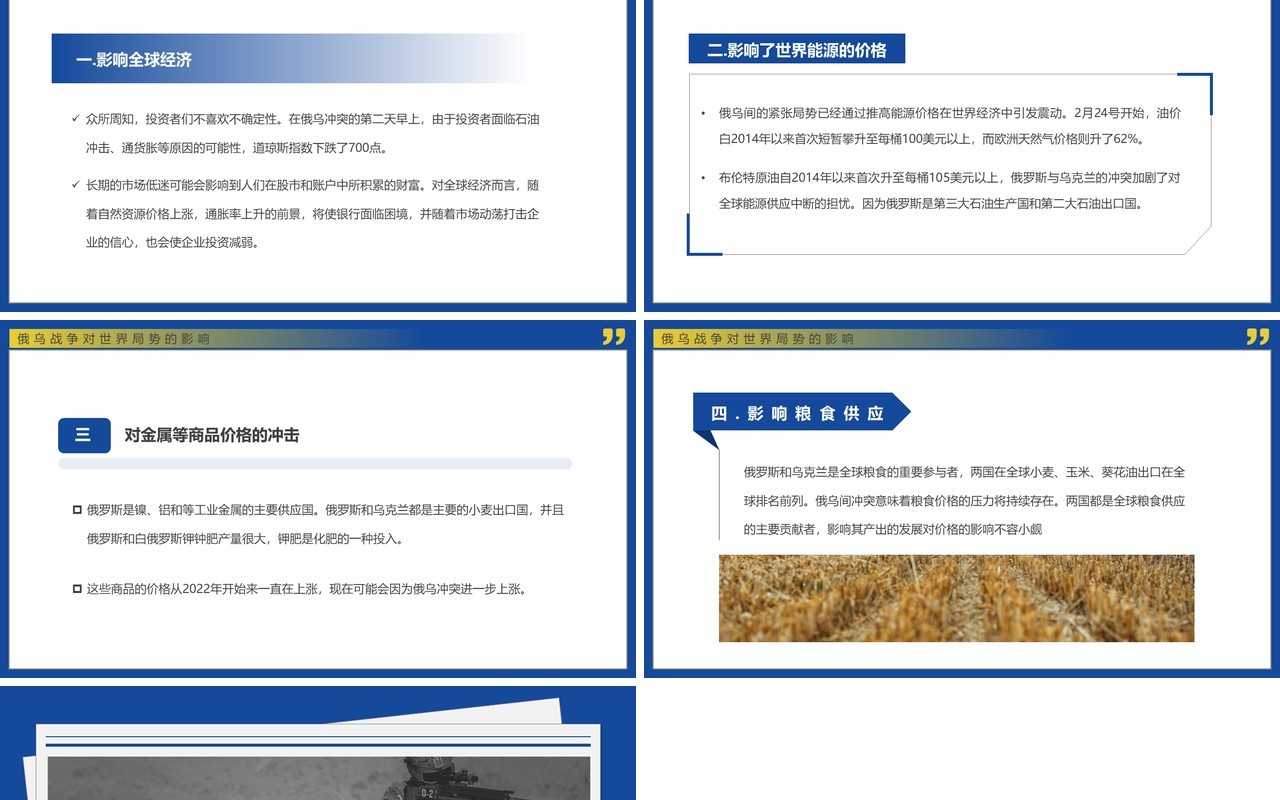 蓝色简约俄乌冲突专题学习解读PPT模板
