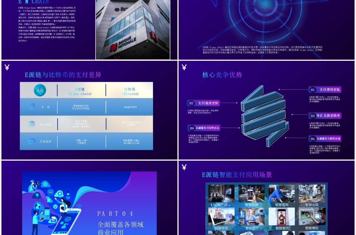 蓝色科技互联网区块链白皮书介绍PPT模板
