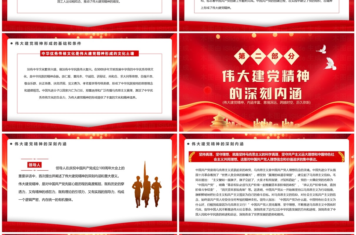 红色简约风致敬中国共产党成立103周年PPT模板