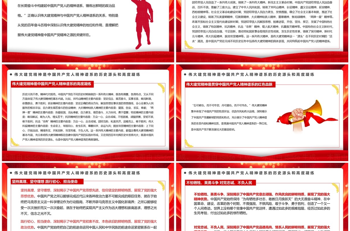 红色简约风致敬中国共产党成立103周年PPT模板