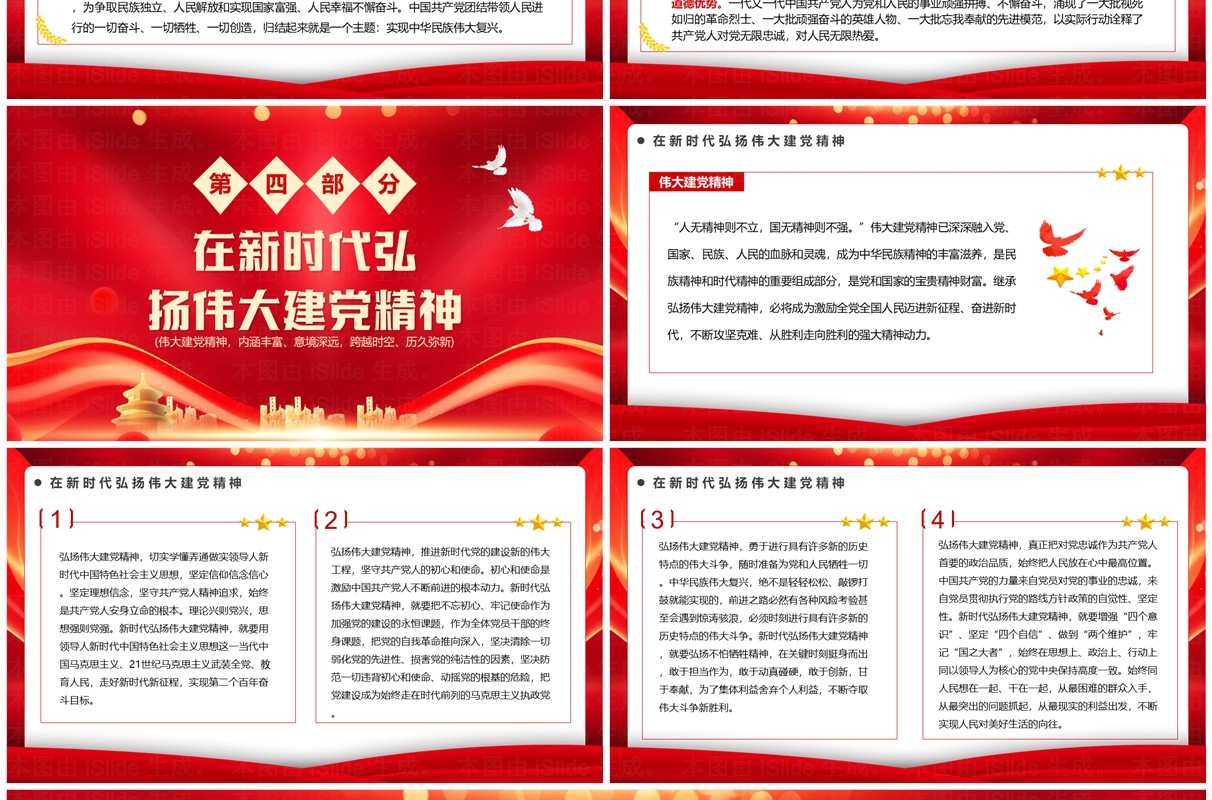红色简约风致敬中国共产党成立103周年PPT模板