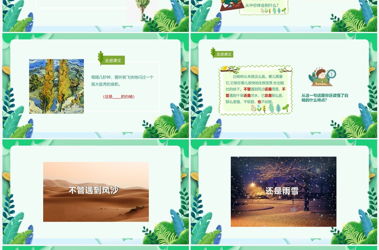 部编版五年级语文下册白杨课件PPT模板