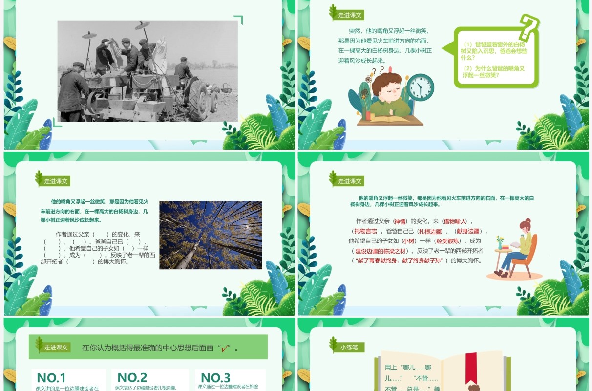 部编版五年级语文下册白杨课件PPT模板