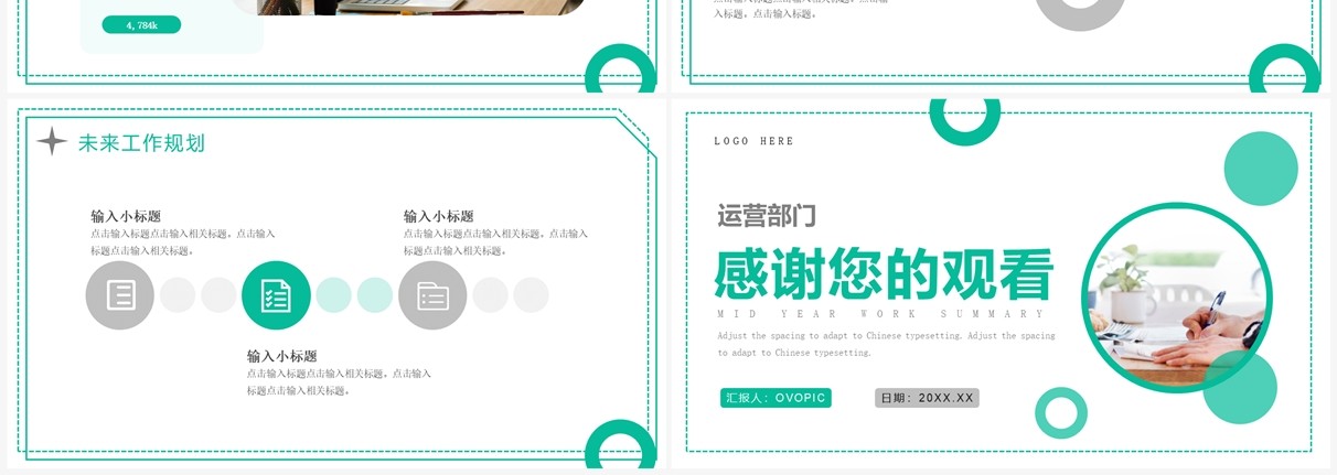 绿色简约风运营部门工作总结汇报PPT模板