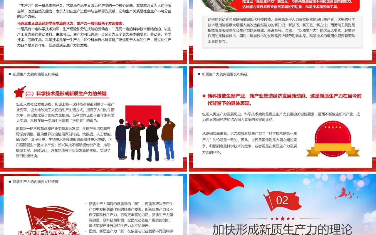 红色党政风深刻认识和把握新质生产力PPT模板
