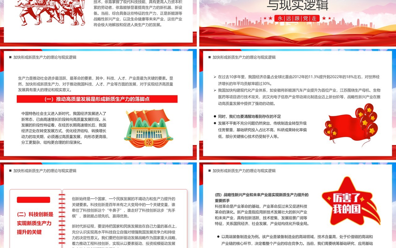 红色党政风深刻认识和把握新质生产力PPT模板