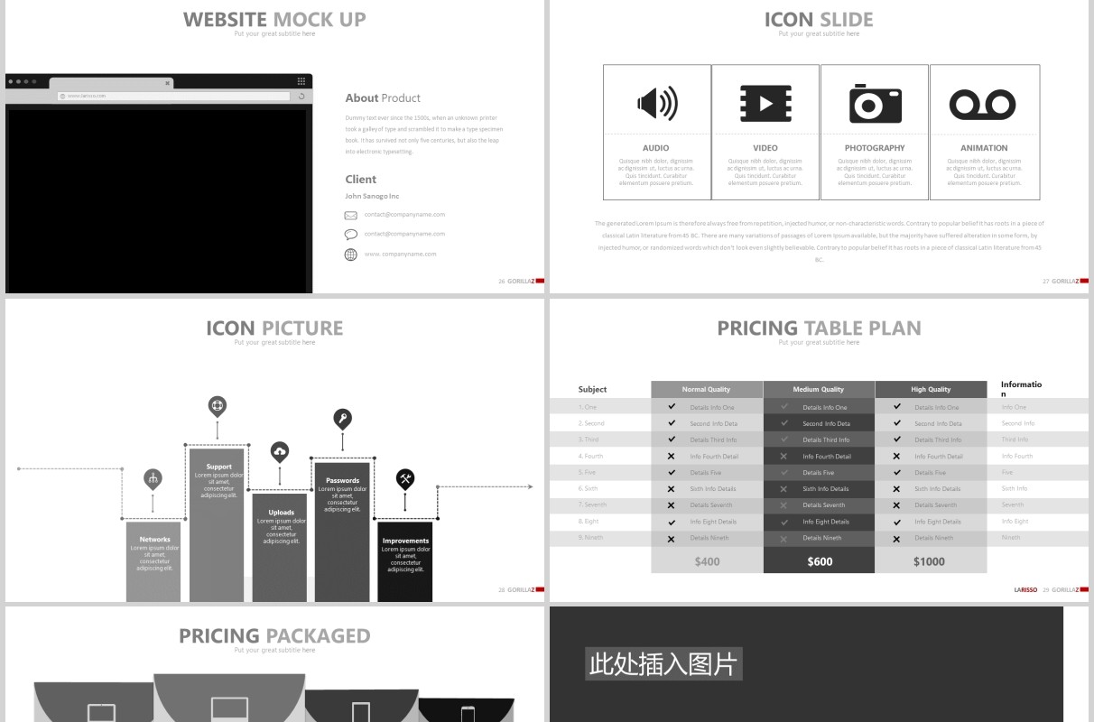 商务创意时间线项目计划表单列表PPT模板素材可插图排版GORILLAZ Powerpoint