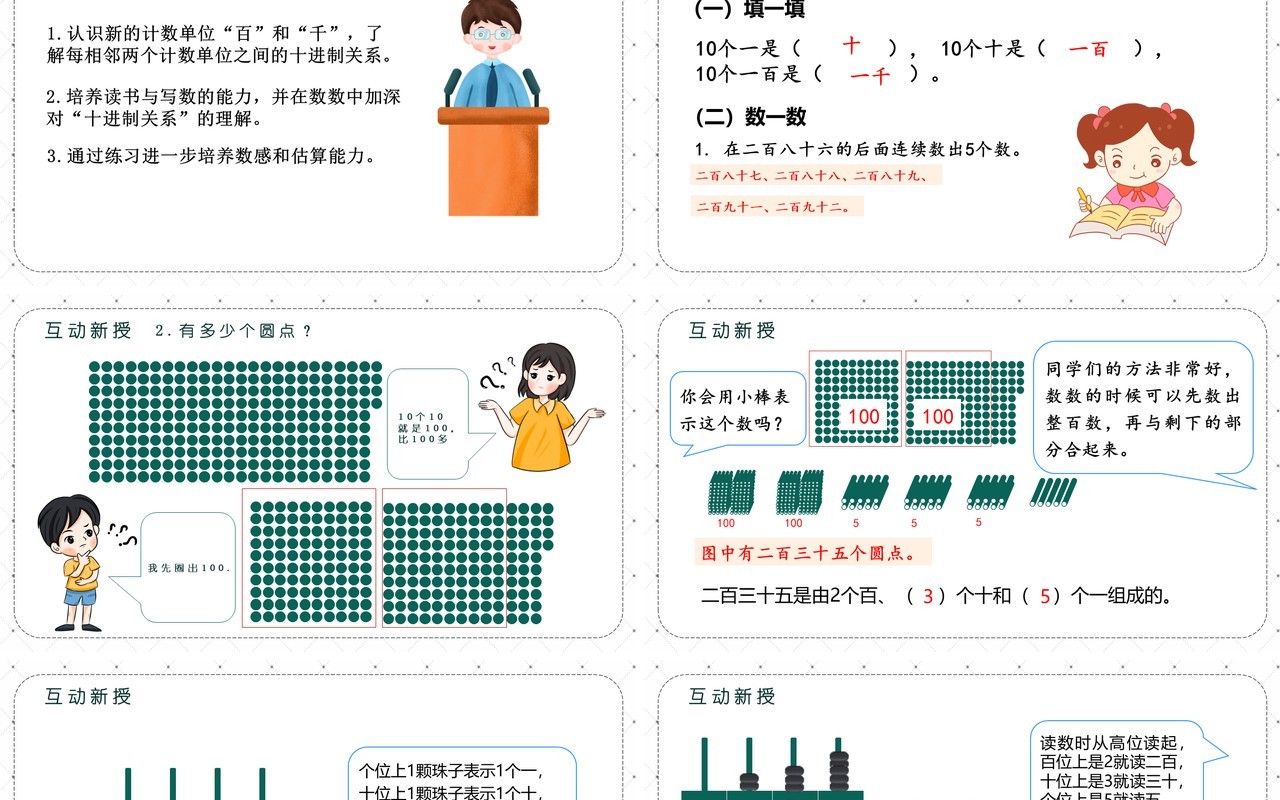 部编版二年级数学下册1000以内数的读写法课件PPT模板