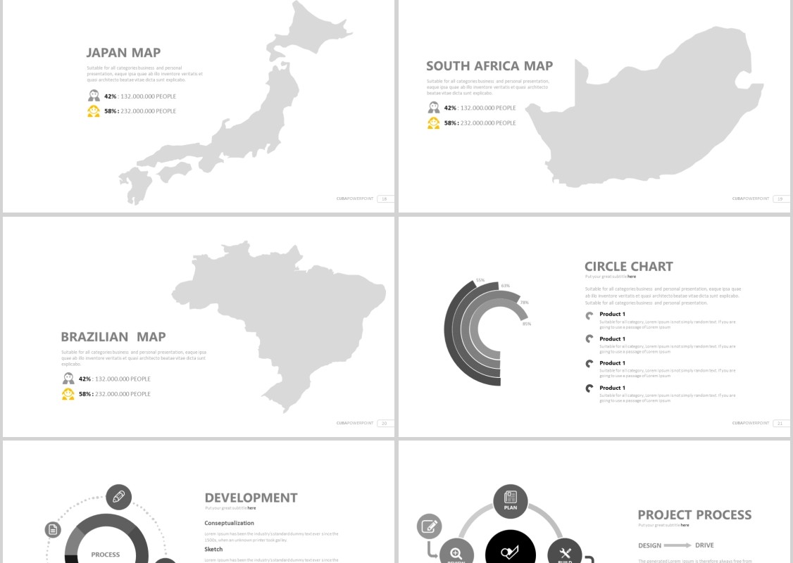 高端图片占位符公司简介PPT模板信息图表素材-CUBA Powerpoint