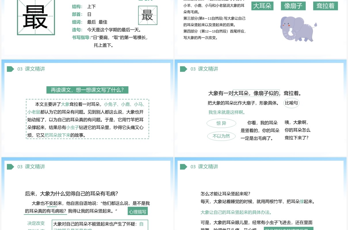 部编版二年级语文下册大象的耳朵课件PPT模板
