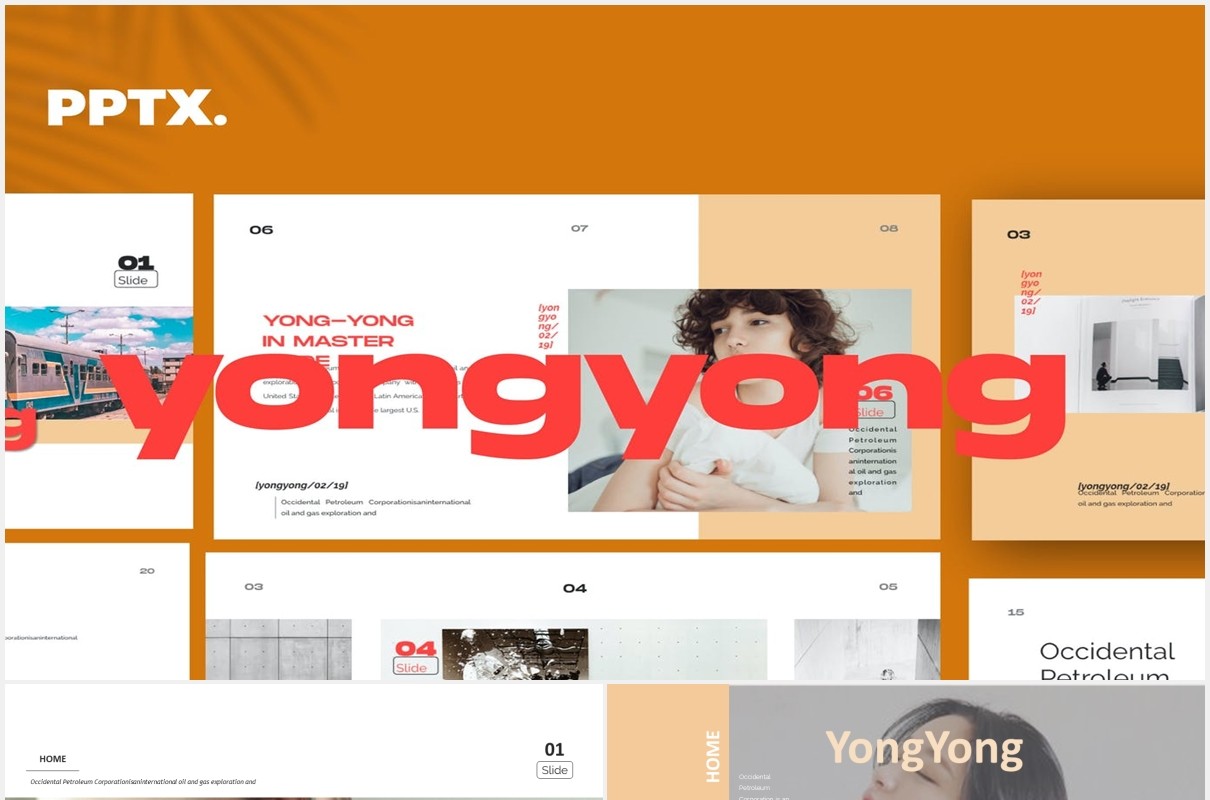 时尚简约作品展示PPT模板Yong - Powerpoint
