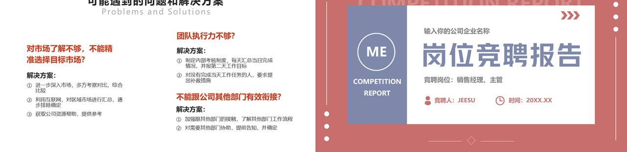 红色创意简约岗位竞聘述职报告PPT模板