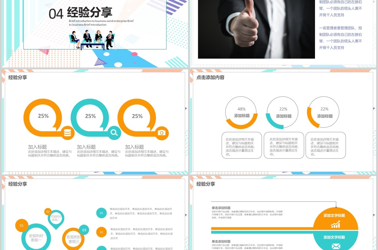 孟菲斯风格彩色企业成功经验分享汇报PPT模板