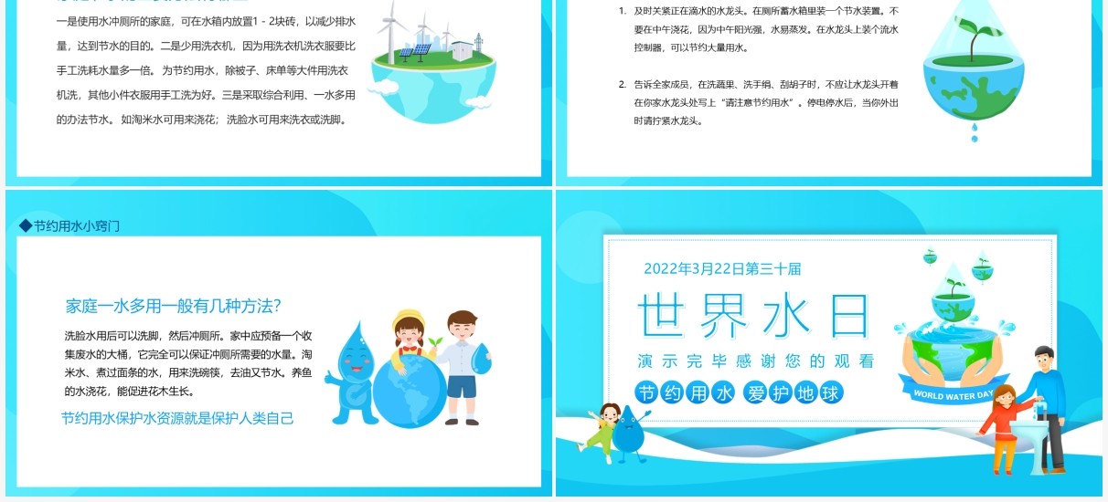 2022年世界水日中国水周主题班会动态PPT模板