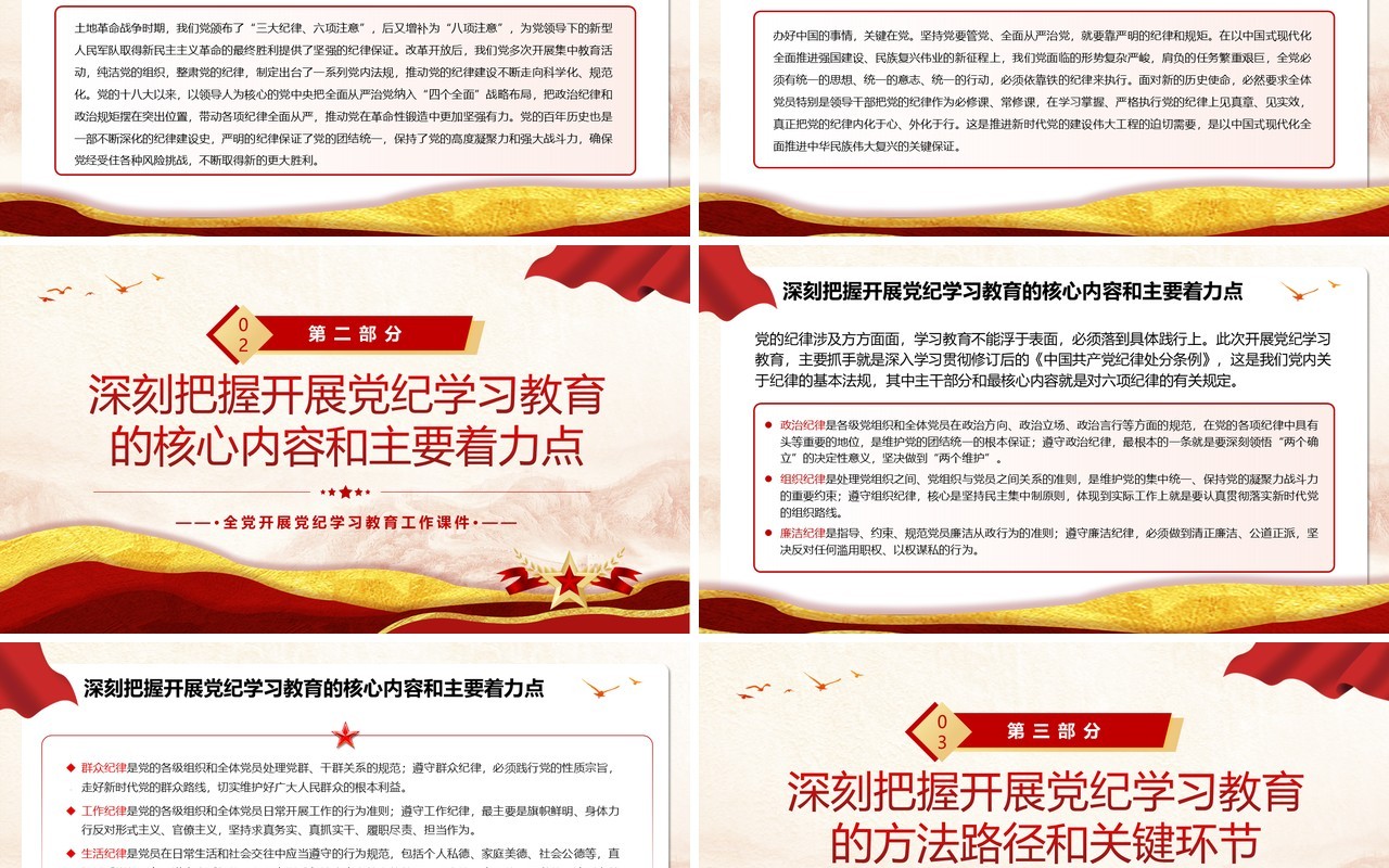 红色党政风以铁的纪律推进全面从严治党PPT模板