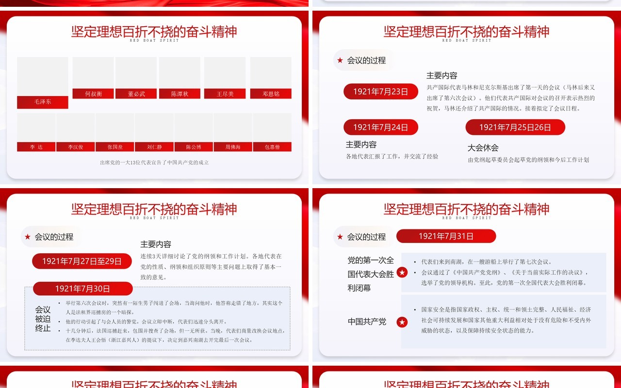 红色党政风七一建党节专题党课PPT模板