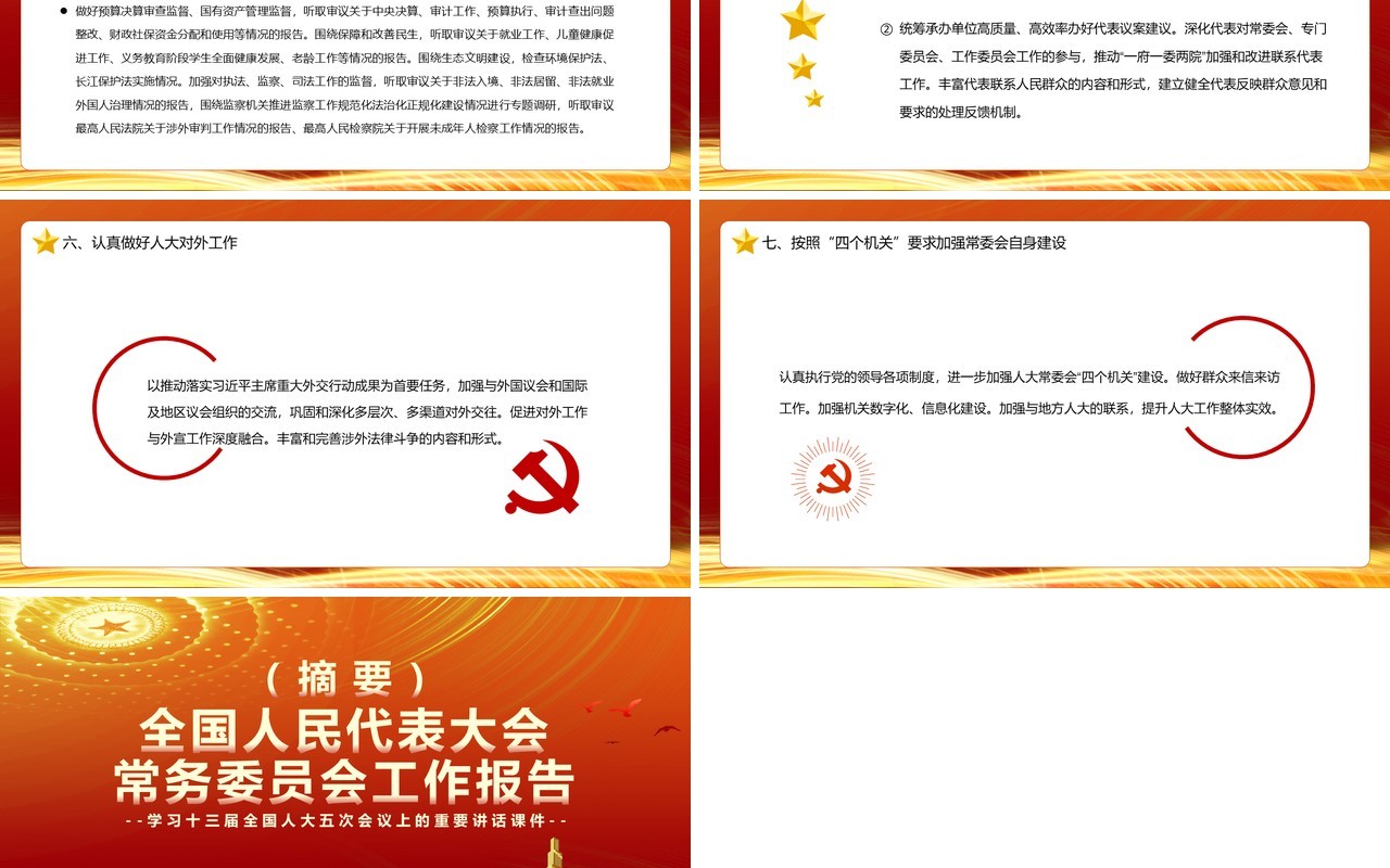 全国人民代表大会常务委员会工作报告PPT模板