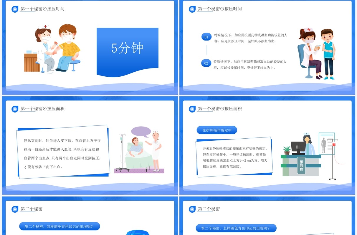 蓝色输液后遗症青色印记护理技巧PPT模板