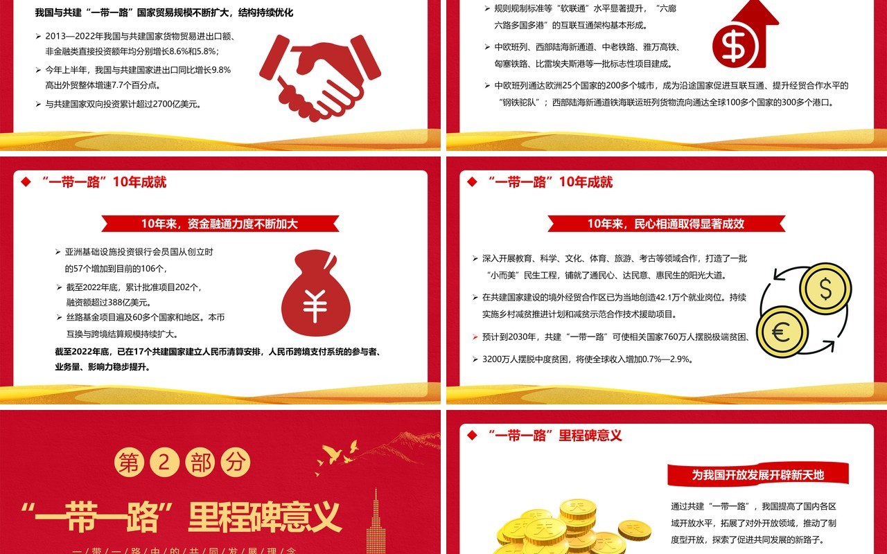 红色共建一带一路倡议十周年PPT模板