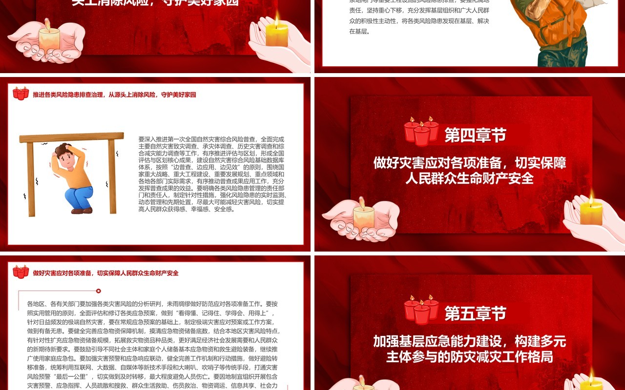 红色简约风全国防灾减灾日PPT模板