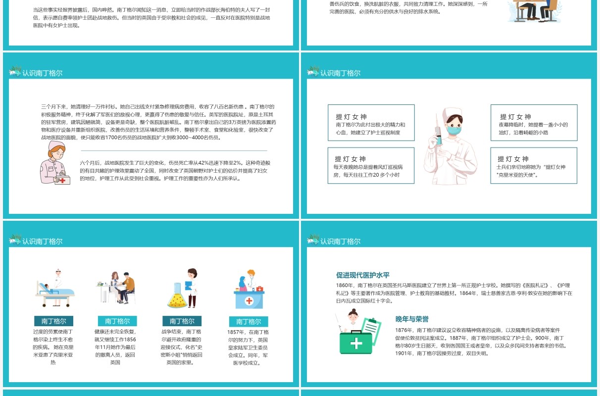认识南丁格尔护理学先驱现代护理教育奠基人动态课件PPT模板
