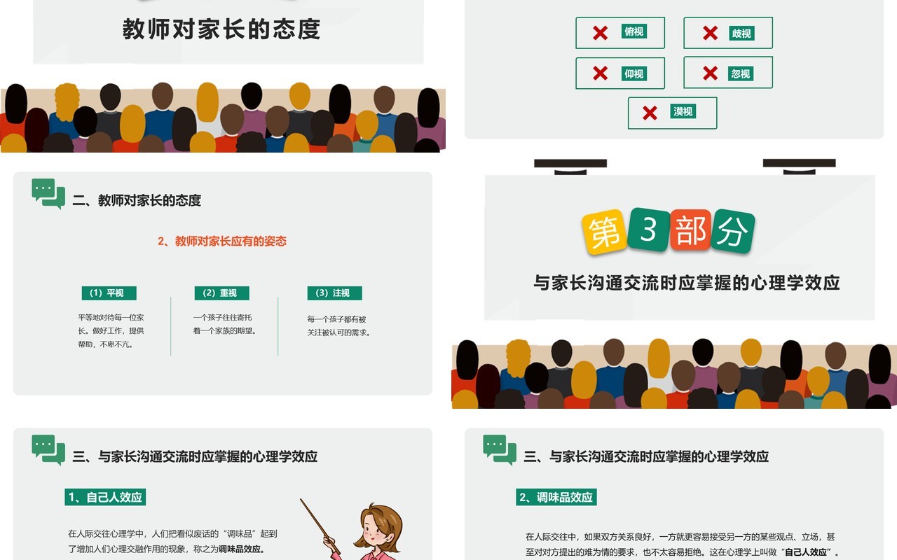简约卡通教师与家长沟通技巧培训PPT模板
