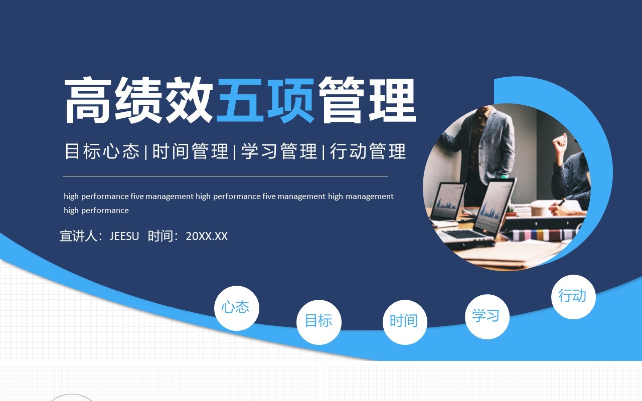 高绩效五项管理目标心态时间管理学习管理行动管理动态PPT模板