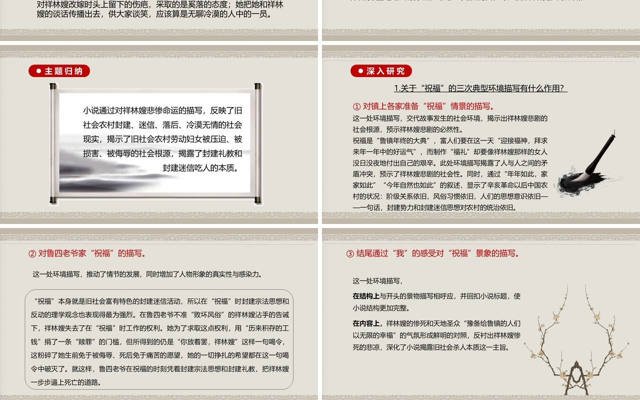 部编版高中语文必修三祝福课件PPT模板