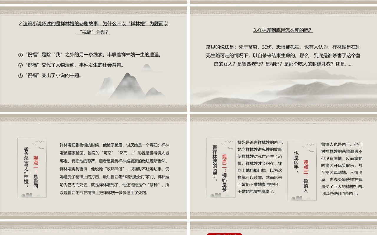 部编版高中语文必修三祝福课件PPT模板